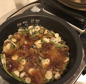 おかきおこわ炊き上がり直後